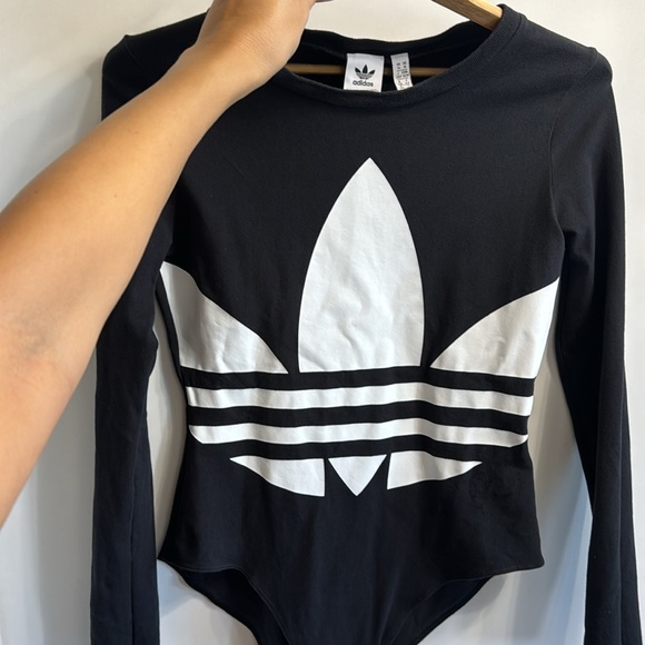 Black Adidas Originals Size M Logo Body Sportbody Trefoil Bodysuit Top FM2651 - Picture 6 of 16